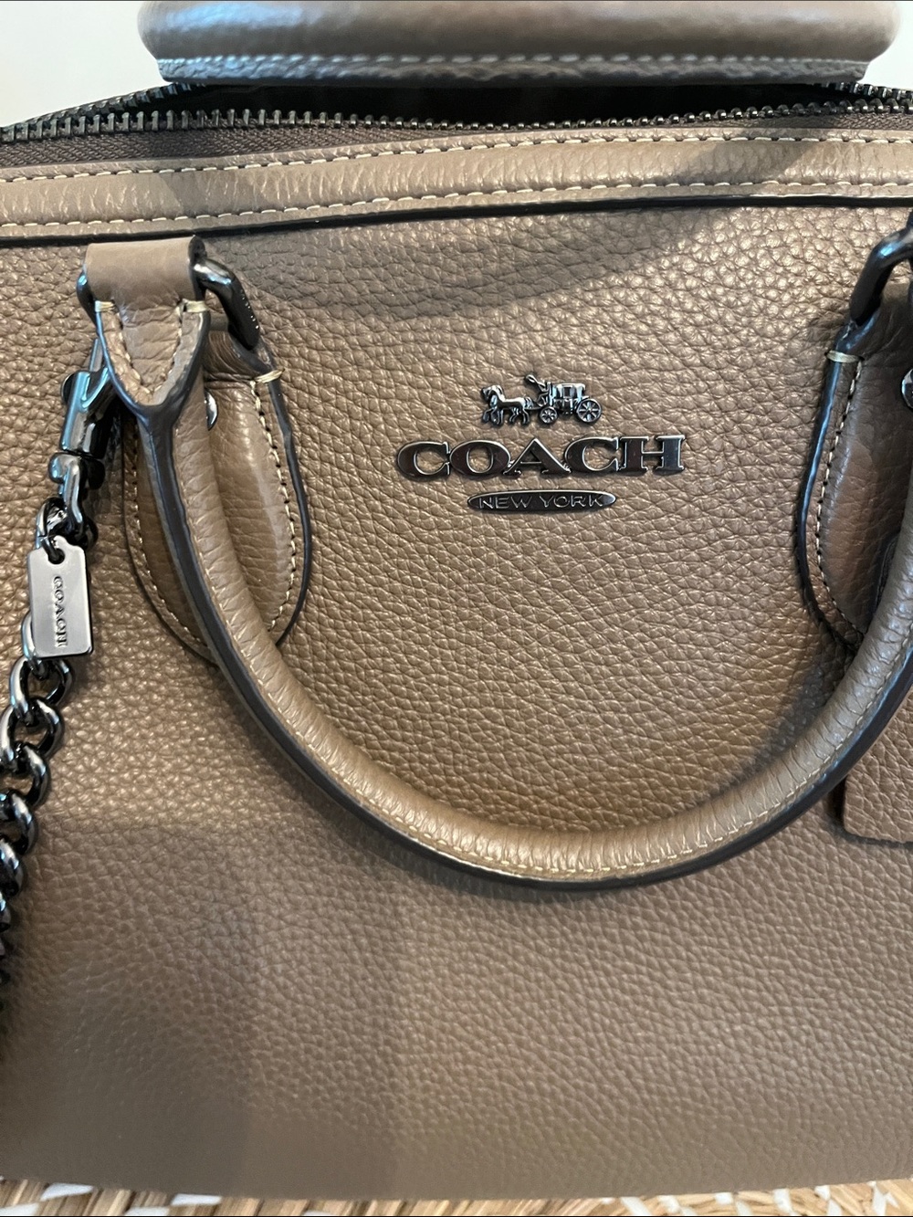 Coach Brown Pebbled Leather Satchel - Picture 5 of 16